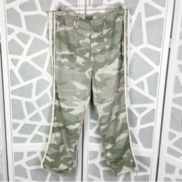 MOTHER Pants - MOTHER The Shaker Chop Crop Fray Pants Camouflage Camo Desert Print